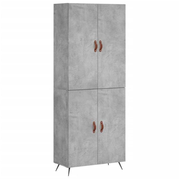 VidaXL Buffet haut Gris béton 69,5x34x180 cm Bois d'ingénierie 3195655