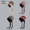 Adjustable vintage jacquard ethnic style women's autumn and winter tie-back ear-protecting knitted warm versatile beanie hat
