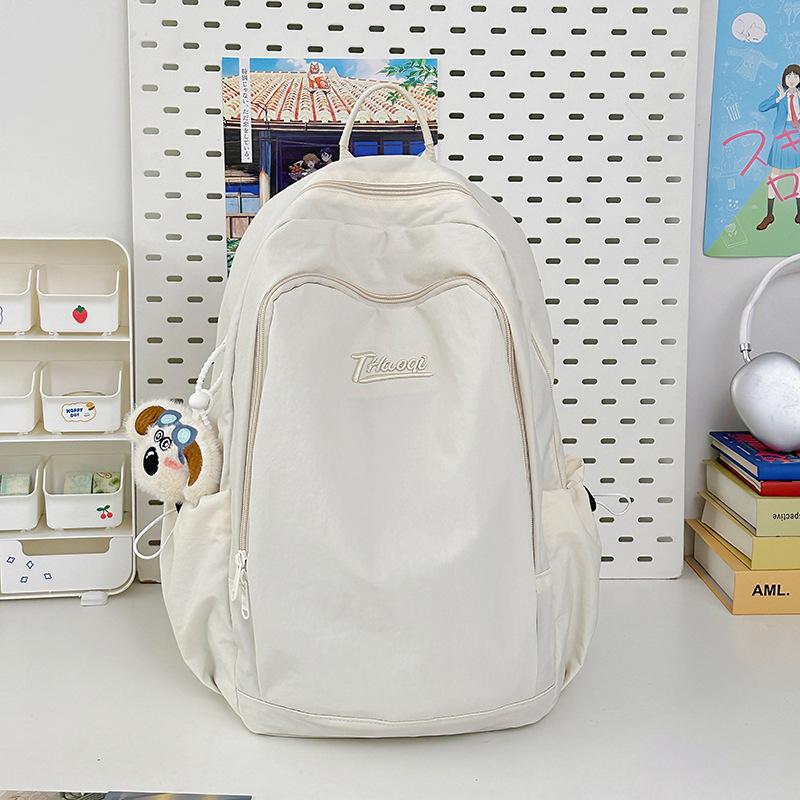Korean version ins style solid color small fresh schoolbag women, junior high school girls, high school students backpack light travel backpack