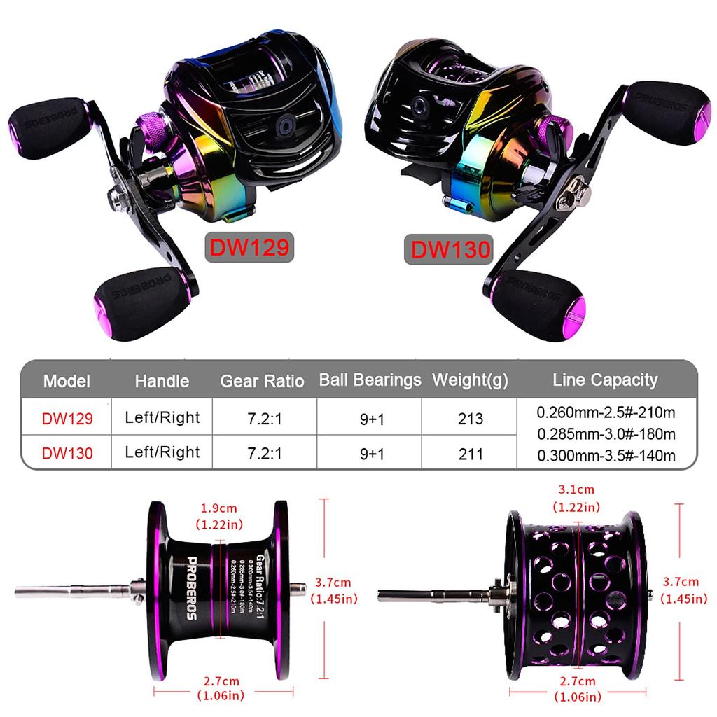 Wuyuzi Baitcasting BB Bearing Fishing Baitcast High Speed Fishing Reel with Baitcast Fishing Accessories Reel, 9+1 Reel, 7.21 Wheel,