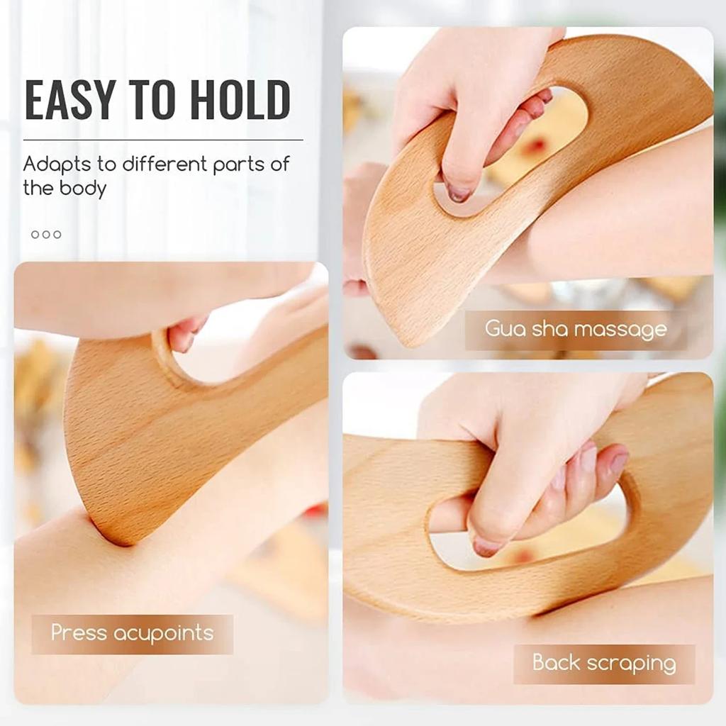 Natural Wooden Cellulite Massager Full Body Gua Sha Tool for Muscle Scraping And Back Massage - Wood Care