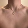 Titanium Steel Geometric Star Pendant Necklace With Zirconia For Fashion Women Men