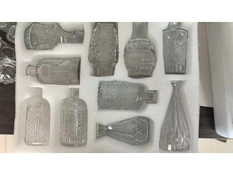 High-End Retro Glass Vase Set: Floor-Standing Transparent Ornaments In Soft Ins Style