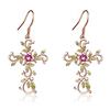 Flower Cross Pendant Necklace Earrings Jewelry Set for Women Gifts