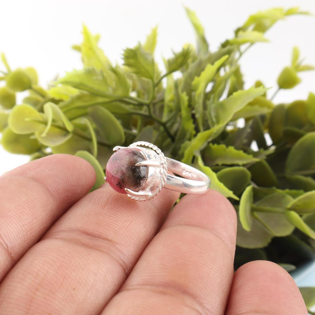 Black Rhodonite Gemstone Jewelry. 925 Sterling Silver Ring, Handmade Beautiful Silver Ring For Wedding Gift