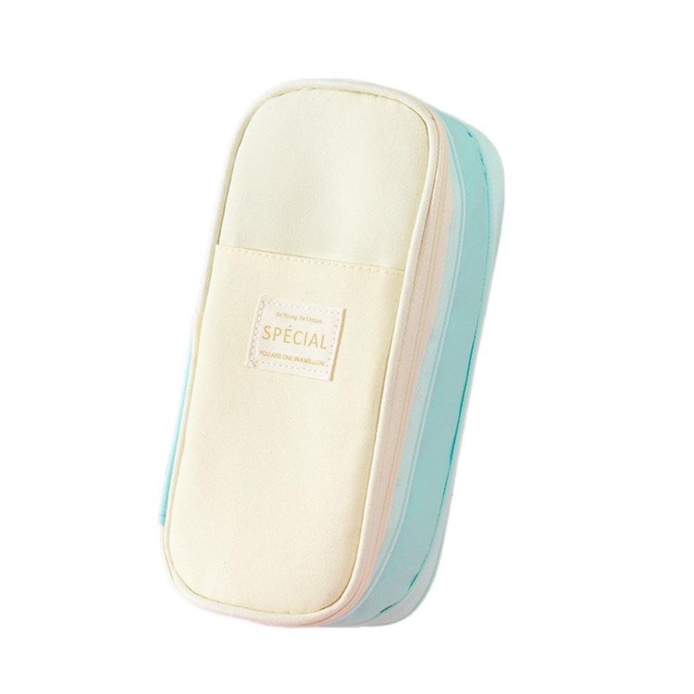 Diagonal Storage Pencil Bag Polyester Macaron Pencil Case Simple Student Pen Bag Boy Girl Kid