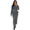 2026 Herbst Damen Strickpullover & Vielseitiges Gerades Rock-Set mit Knopfleiste und Rundhalsausschnitt