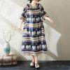 Maneca scurta Plus size bumbac vintage animal print nou in rochii pentru femei rochie lejera lunga de vara