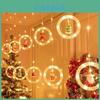 Luzes de Cortina LED de Natal com Formas de Boneco de Neve e Papai Noel para Festa de Feriado e Uso Interno