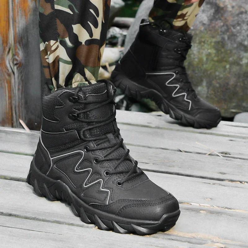 New Men Tactical Boots Waterproof Desert Lace Up Military Hunting Hiking Shoe Unisex Army Boot Male Safety Ankle Climbing Shoe