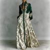 Cross-border European and American French Waist Slim Long-sleeved Printed Dress Elegant Retro Casual Dress Resort Style Women's Clothing