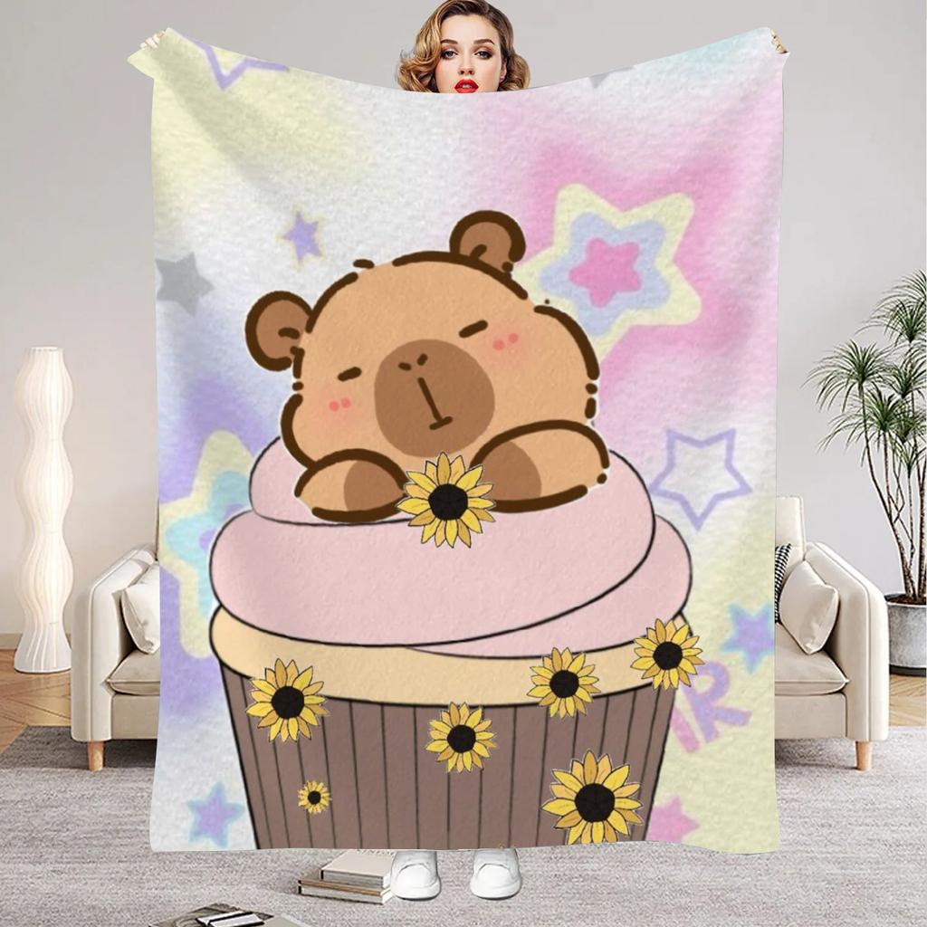 1 Stück Rosa Digital Bedruckte Capybara Stil Flanelldecke Matratzenbezug Decke für Familienbetten Sofas Büros Camping im Freien