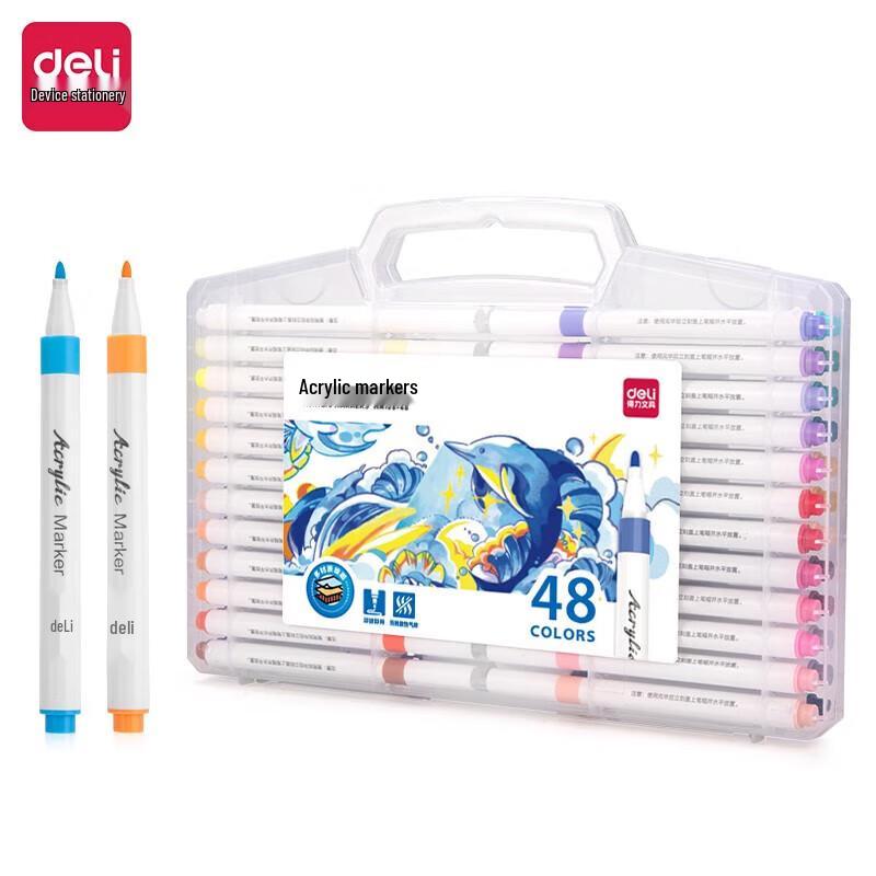Deli HM108 Waterproof Acrylic Marker Pen Set, 48 Colors