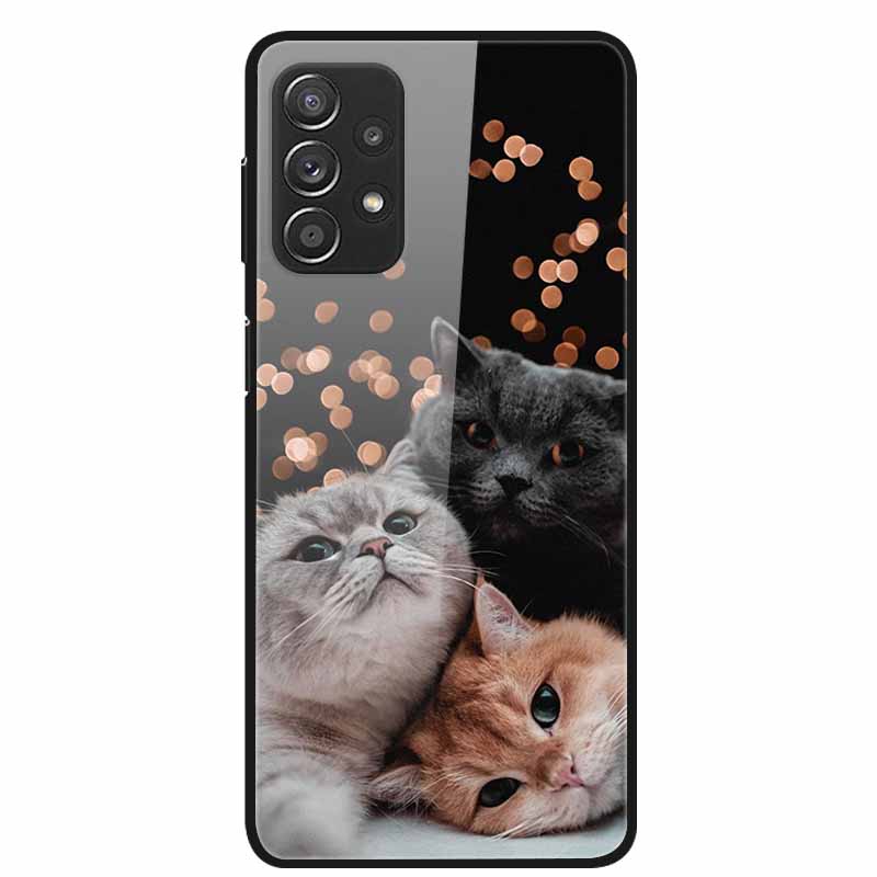 For Samsung A52 5G 4G Cases A52s 5G Tempered Glass Hard Back Cases For Samsung Galaxy A52 5G Phone Covers Funda A 52s 2022 A528B