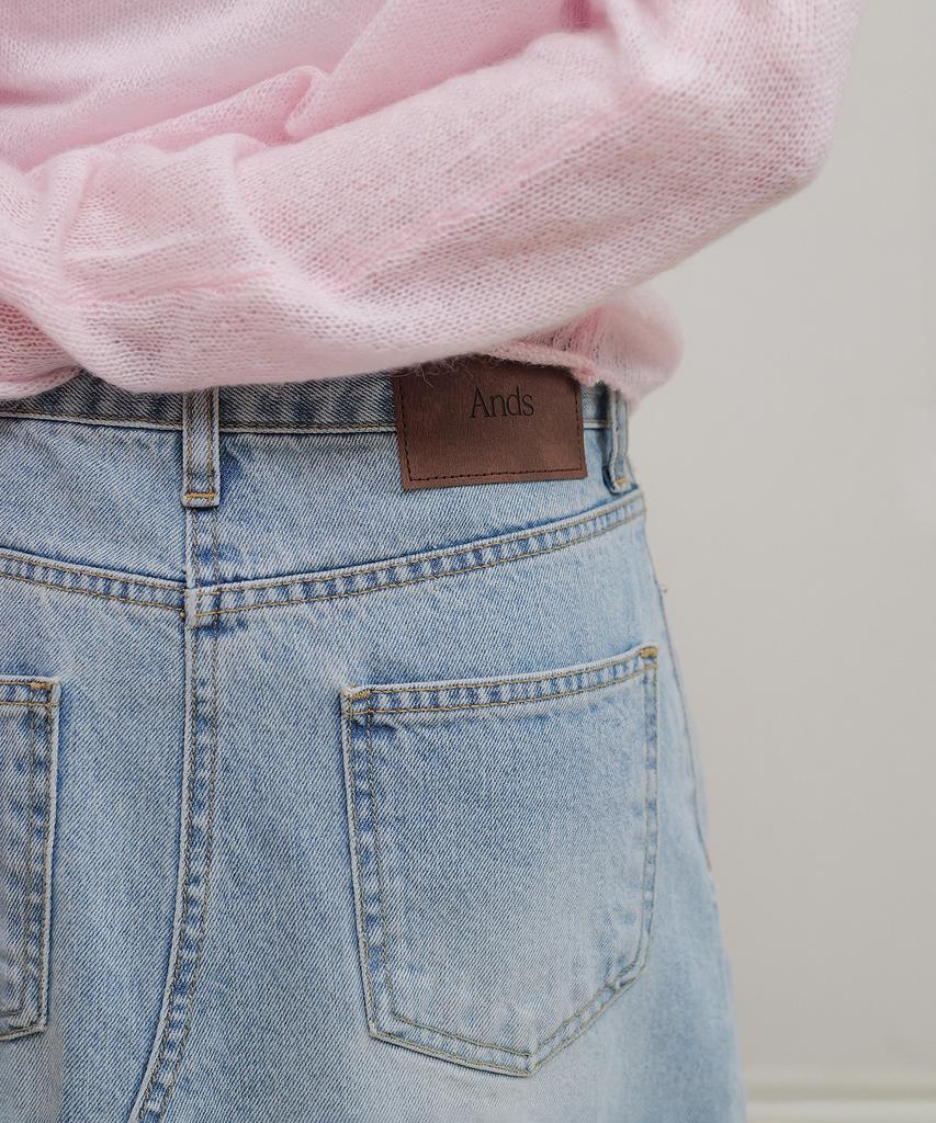 ANDNEEDS A Line Denim Skirt (Blue)