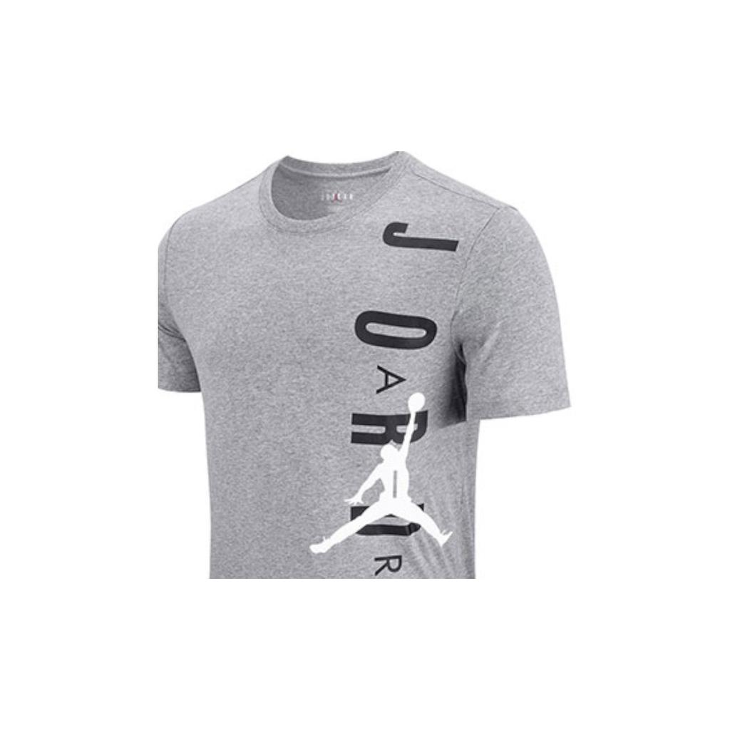 Air Jordan Retro American Style Lightweight Knit Sports T-Shirt with Logo Men Tops Grey DA9785-091