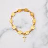 Unisex Christian Jesus Crucifix Crucifix Rosary Bead Pendant Bracelet Gold Brac