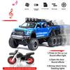 1/24 Scale Toy Pickup Trucks, Truck Toy, Ford F150 Diecast Metal Pickup with Sound and Light, 6x6 Off-Road Pull Back Trucks with Motorcycle for Kids