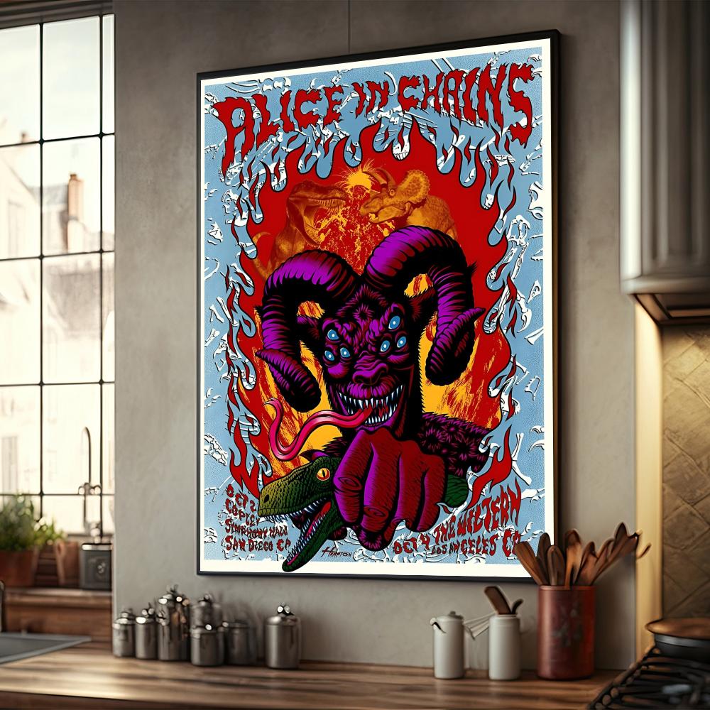 

Ретро Музыка Alice In Chains Плакат Домашний Декор Высококачественная Крафт-бумага Плакат Настенная Живопись Кабинет Домашний Декор Гостиной 21cm×30cm NoFrame