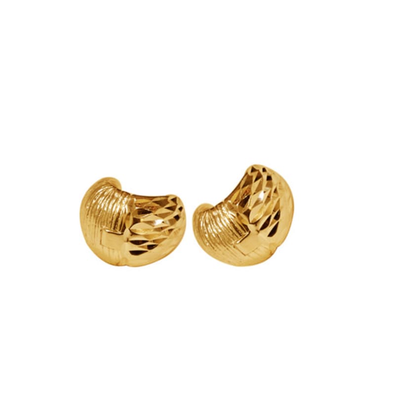 LAYERMOOD 24 Gold Two Texture Bold Ring Earring -silver925