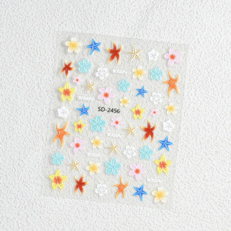 

5D Цветные лепестки лилии Рельефная наклейка для дизайна ногтей Многоцветный Объемный Лепесток Цветущая Рельефная Текстура Яркий Цветочный Маникюр