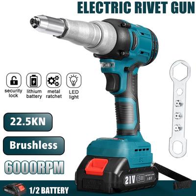 21V Brushless Electric Riveter Guns 7500mAh 2.4-4.8mm Cordless Rivet Nut Guns W/ 7500mAh Li-ion Battery Rivet Tool