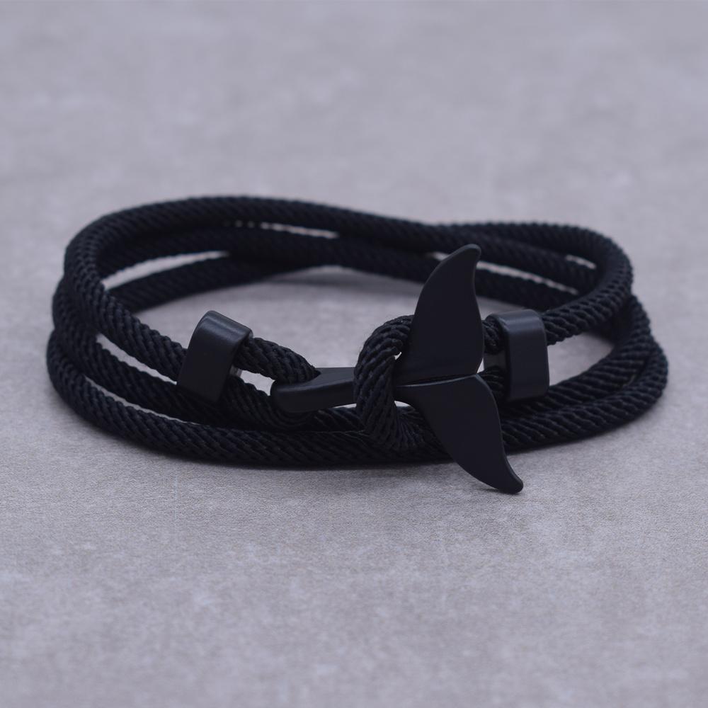 

New Arrival Anchor Style Ocean Black Whale Tail Bracelet 2 Circle Wrap Rope Adjustable Bracelets for Women&Men Jewelry Gifts
