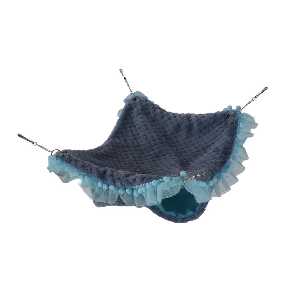 Double Layer Small Pet Swing Hammock Small Pet Double Plush Hammock for Ferret Hamster Parrots Guinea PigBlue