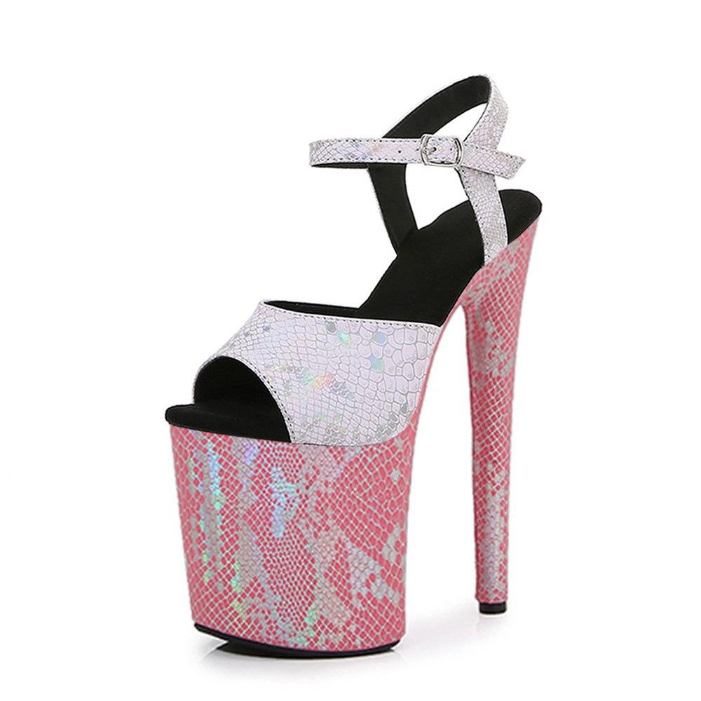 20Cm Symphony Snake Sandals Hate the sky high large size super high heel sexy shoes pink nightclub catwalk dancing shoes