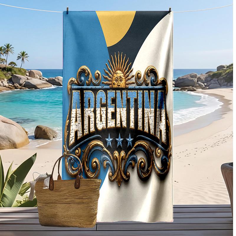 Asciugamano da Spiaggia Stampa Calcio Argentina Asciugatura Rapida Super Assorbente Morbido Asciugamano da Bagno per Nuoto Spiaggia Viaggio Souvenir Regalo per Fan