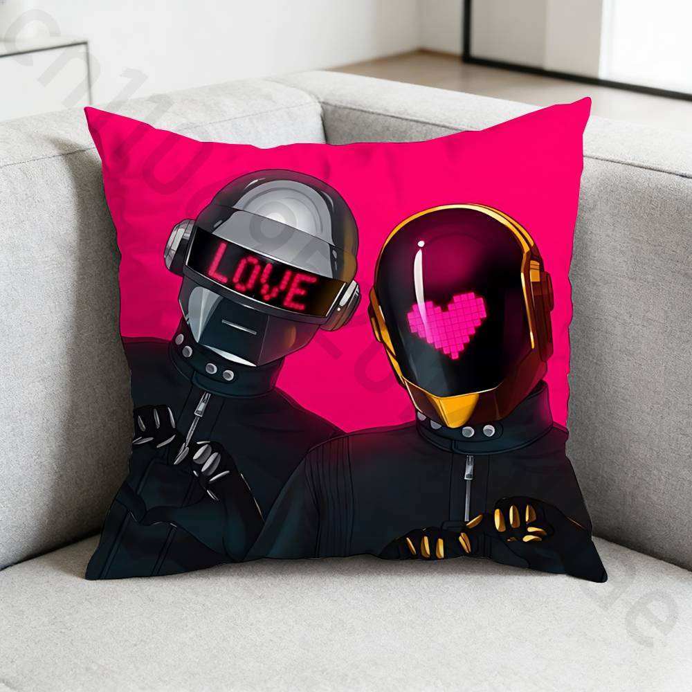 DDaft PPunk Band Pillow Case Antidustmite Pillowcase Invisible Zipper Silky Short Plush Sofa Cushion Cover
