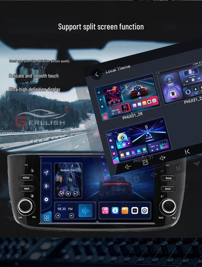 Cross 7-inch Car Navigation with Bluetooth and CarPlay for Fiat Punto/Linea.