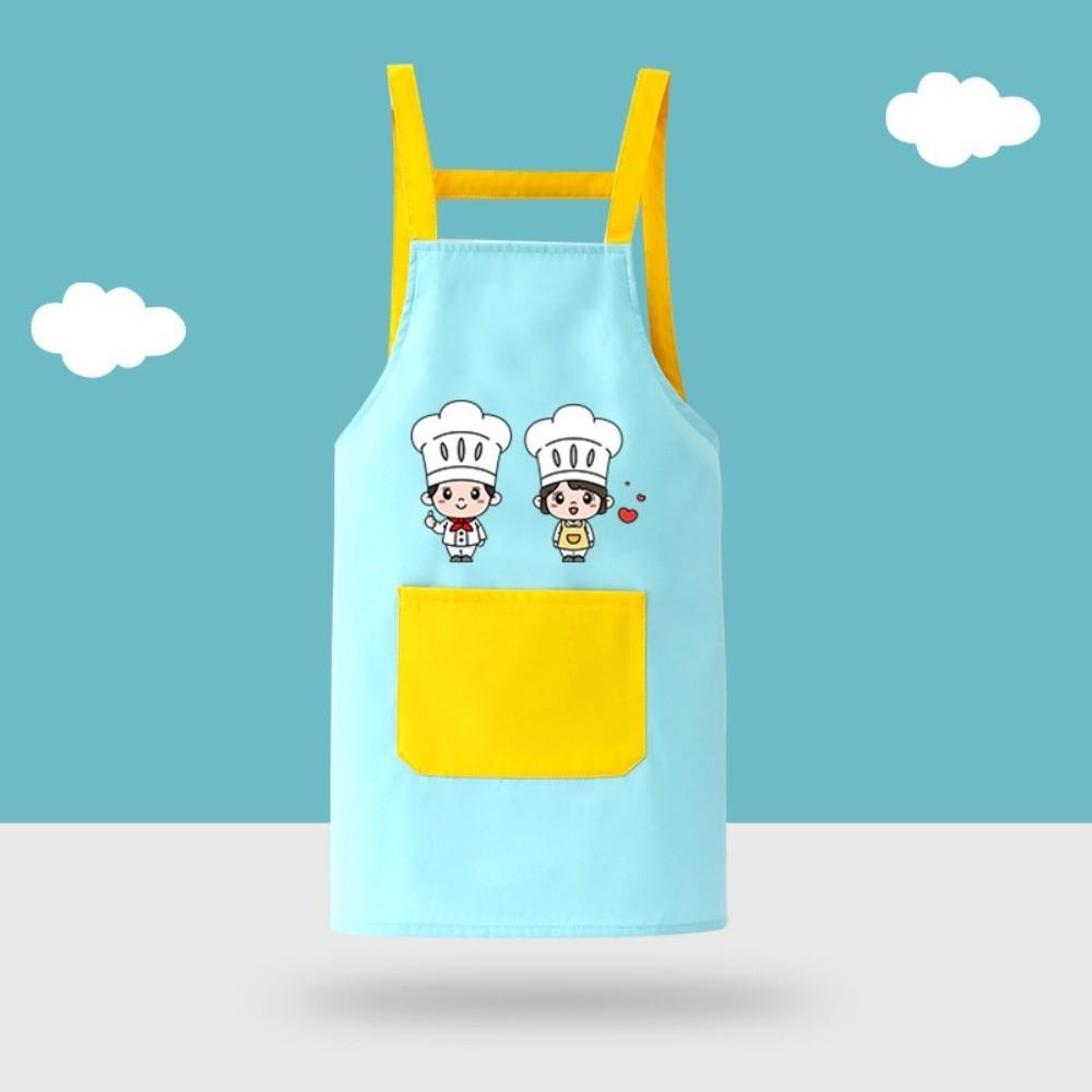 New Cartoon Kids Apron Arm Sleeve Hat Children's Bib Chef Cap Waterproof Chef's Uniform Baking