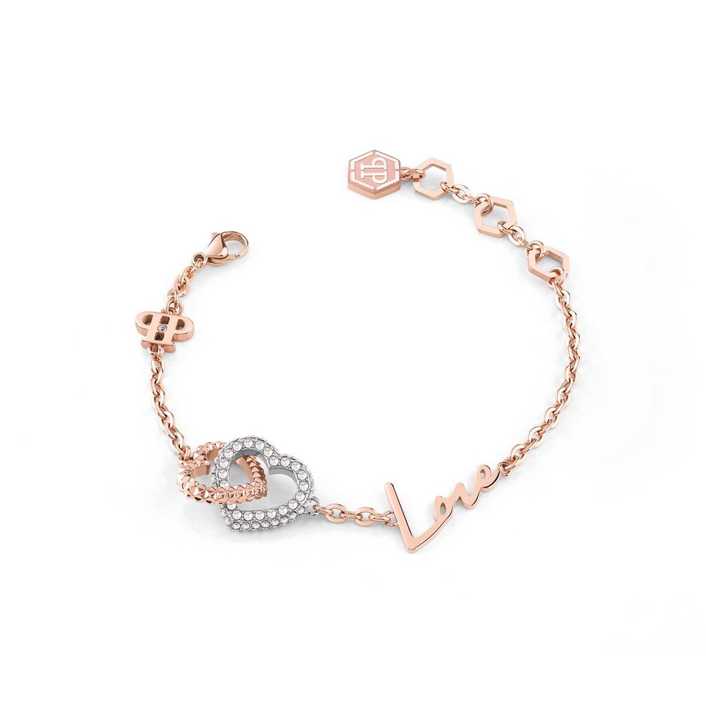 Philipp Plein Jewelry ROCKED HEARTS PJZEA12BU Rose Gold Bracelet In Stainless Women's Steel.