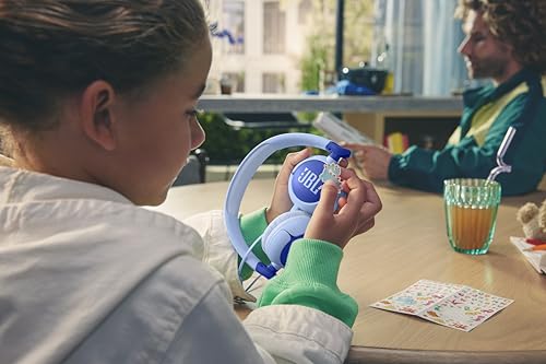 JBL Junior 320 / Kids' / On-Ear Headphones / Volume Control / Built-in Microphone / Customizable Stickers Included / Blue / JBLJR320BLU