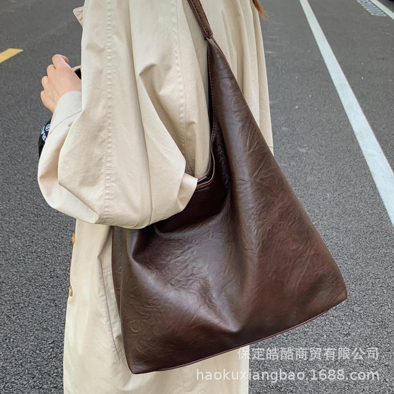 Retro Commuter Bag Women's Bag 2025 New Trendy Fashion Korean Tote Bag Versatile Casual Large-capacity Underarm Bag