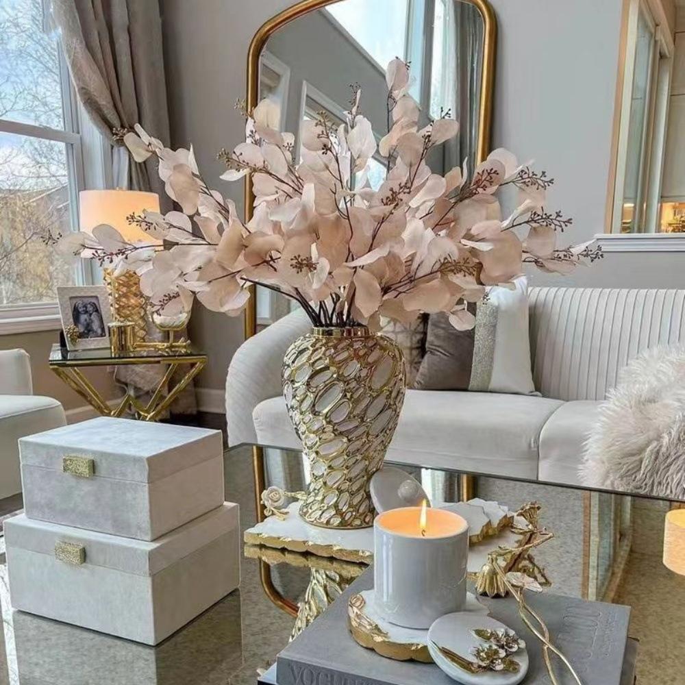 home decor vases Ceramic electroplated general jar Nordic flower vase handicraft decoration foyer soft decoration storage jars