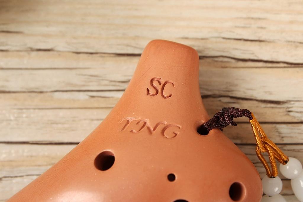 TNG Mini Ocarina [NecklaceBrown12-Hole] Premium Necklace, Single Soprano Ocarina in C Key, for Brass Instruments, Purple Sand