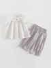 Korean Style Girls' Summer Two-Piece Set: Cute Printed T-shirt & Casual Pants for 1-Year-Olds