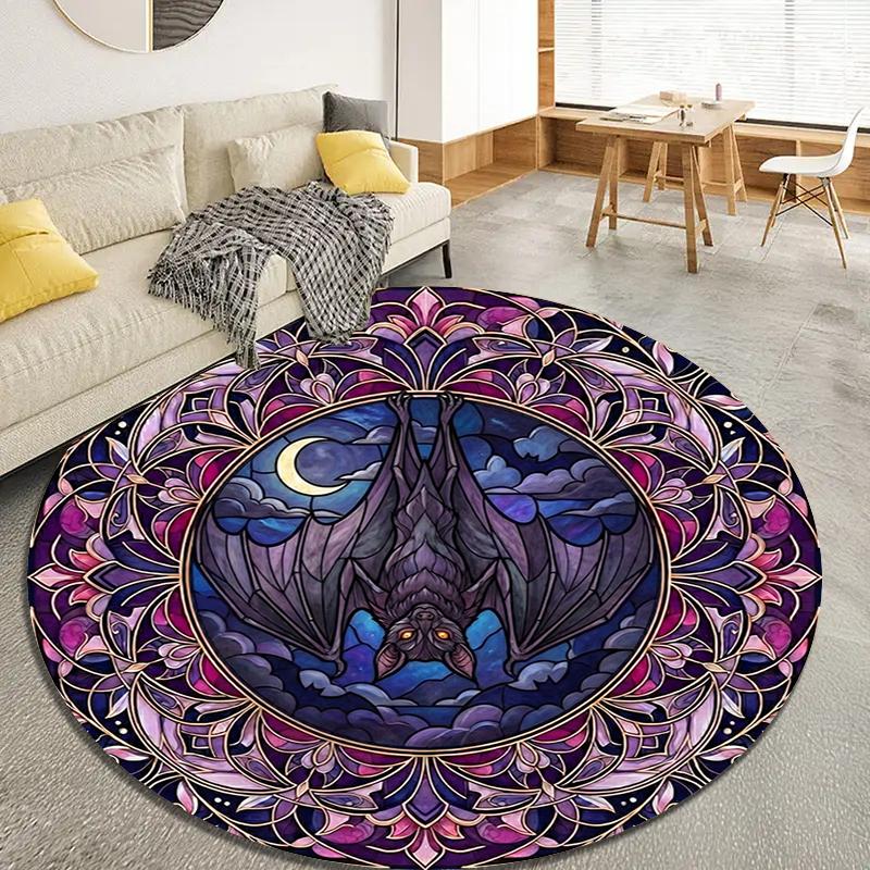 Bat Retro Round Area Rug,Carpet Rug for Living Room Bedroom Sofa Playroom Decor,Non-slip Floor Mat99