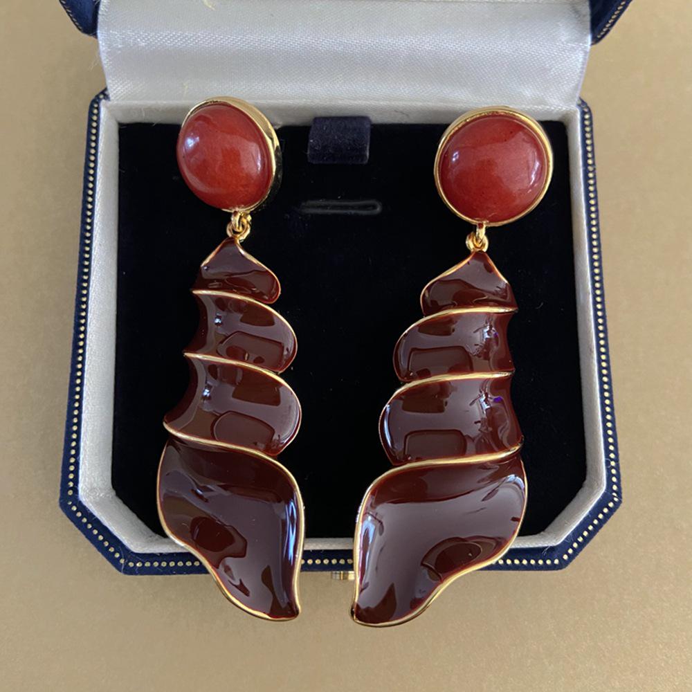 

Красочные серьги-подвески в стиле Y2K из кристаллов агата с серебряными иглами