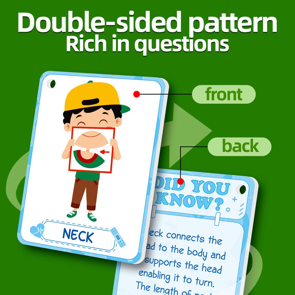 Non-Toxic 36Pcs Body Parts Flash Card Early Education Picture Recognition English Flash Card Educational Toys For Children Kids