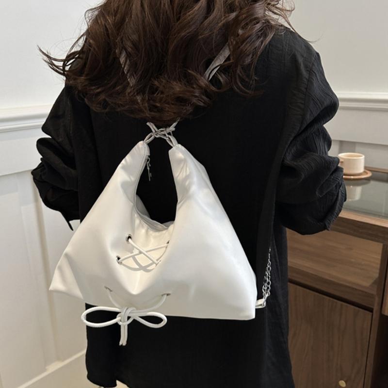 Women PU Leather Crossbody Bag Chain Shoulder Bag Casual Backpack Student School Bag Large Capacity Messenger Bag