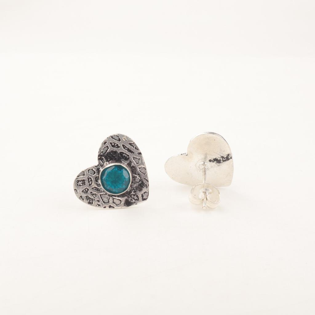 Blue Apatite Gemstone 925 Sterling Silver Jewelry Handmade Stud Earrings 0.6" EE-143-11
