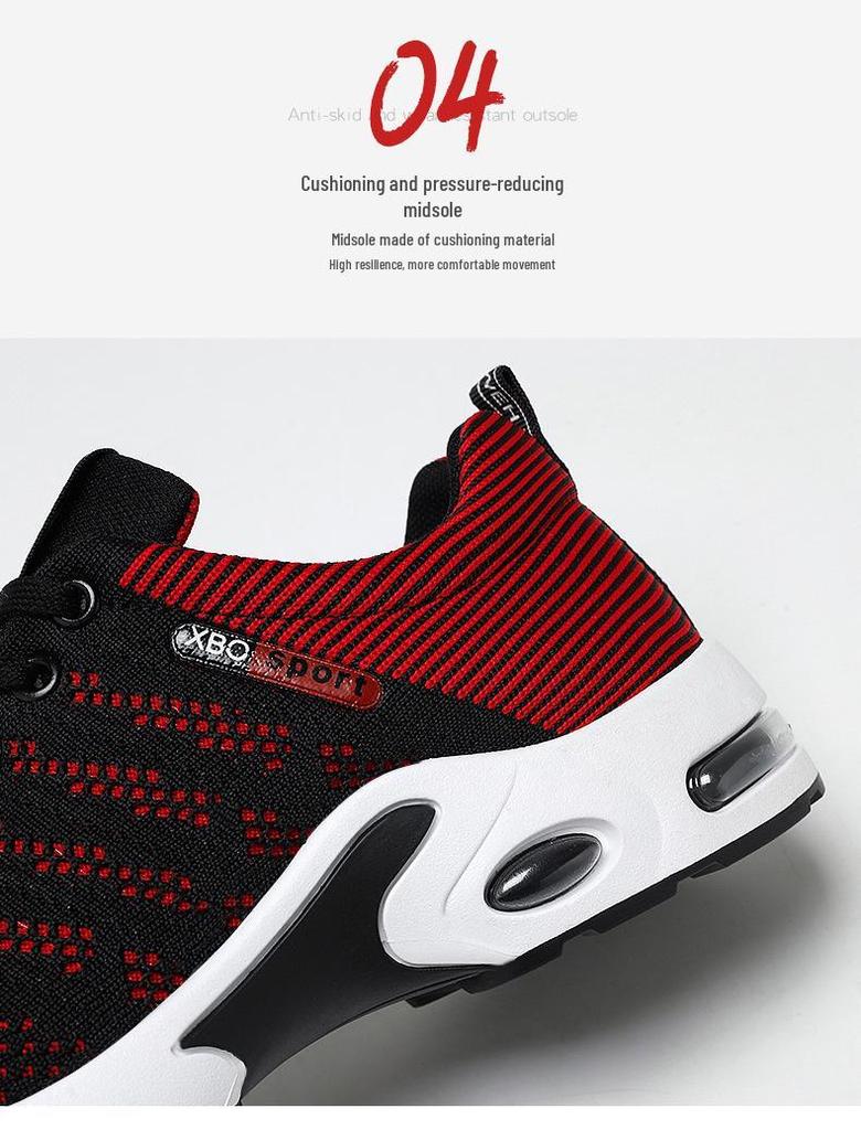 Cross-Border Plus Size Men's Summer Fly-Knit Air Cushion Sneakers - Breathable Casual Mesh Running Shoes