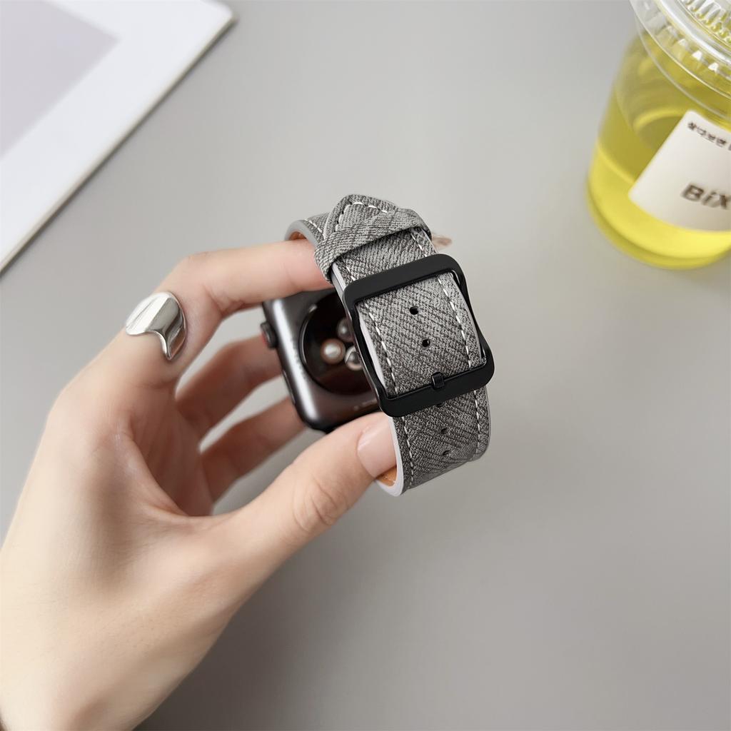 Double Loop Buckle Leather Band For Apple Watch Series 10 9 8 7 SE 6 5 4 3 2 1 42mm 41mm 40mm 38mm Watch Bands Strap