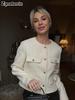 Women's New Fall Winter High-End Crew Neck Small Cardigan Style Short Jacket Fashion Versatile Oversized Check Blazer