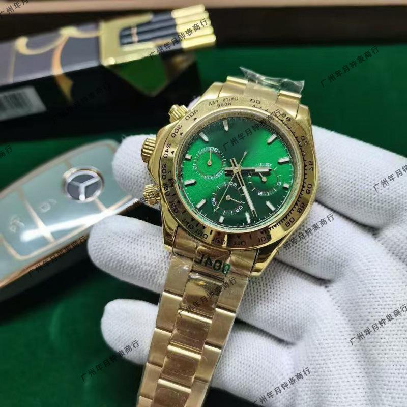 Orologio Meccanico Automatico Cronografo Universo Uomo Serie Daytona Laojia Verde Oro