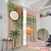 2pcs 2D Flat Printing Scene Curtains Coconut Life Rum Cocktail Polyester Without Electricity Festive Curtains Perfect for Photo