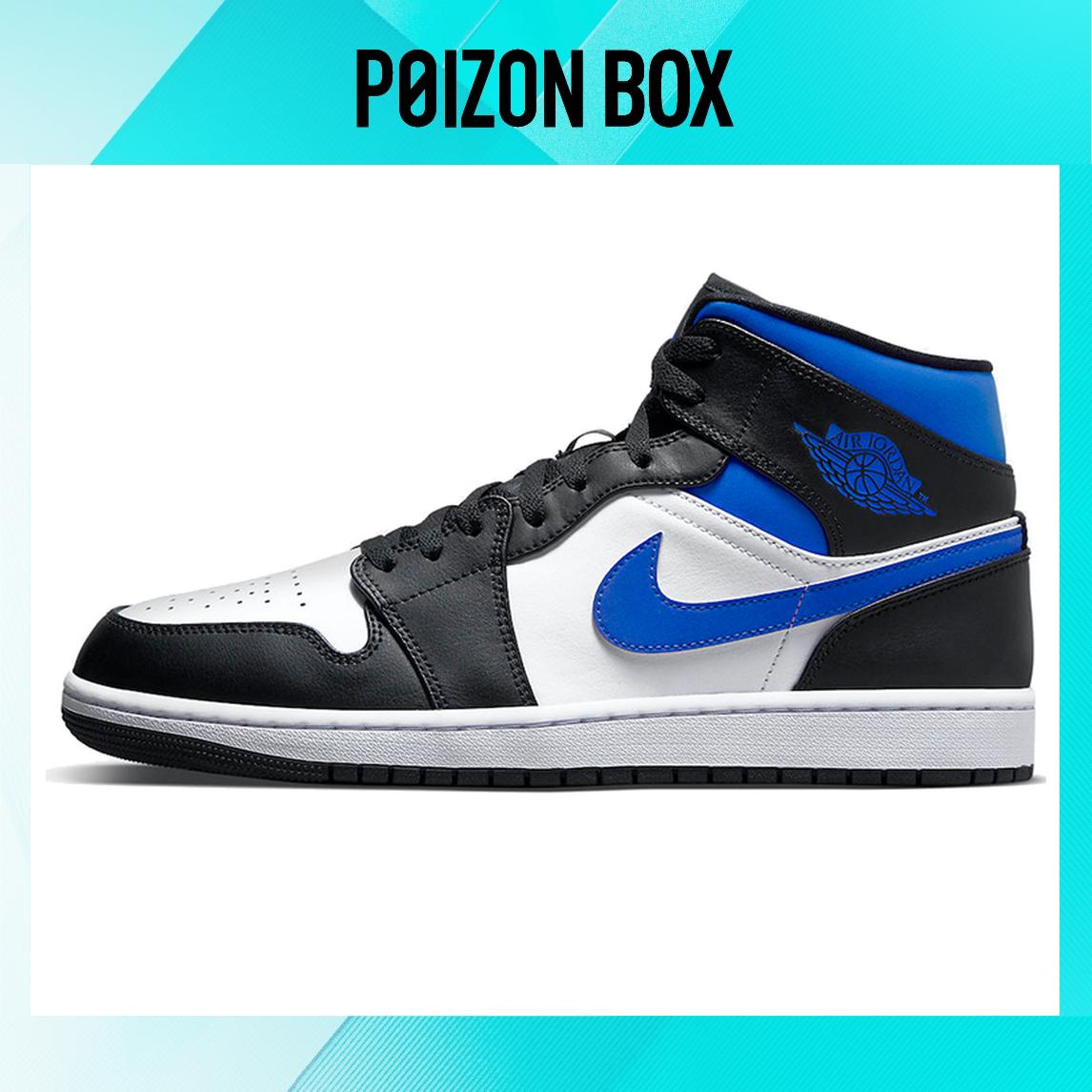 

Jordan 1 Mid White Black Racer Blue